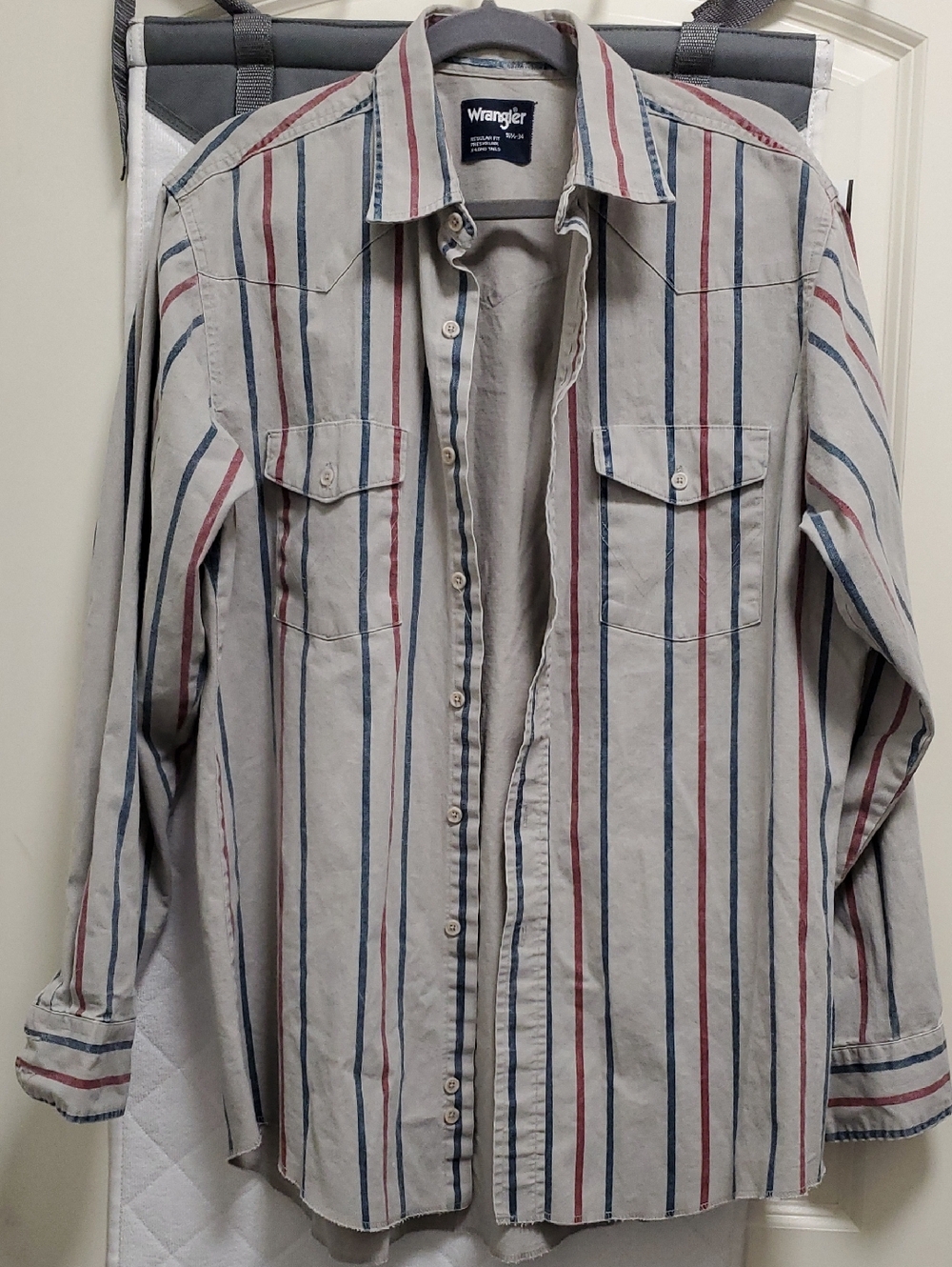 Vintage Wrangler Brushpopper Cowboy Rodeo Striped Shirt 16.5 Reg Fit X-long Tail